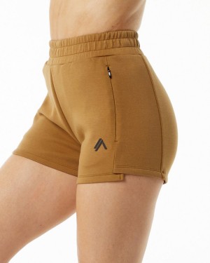 Almond Alphalete ELMTS Athletic Short 3.5" Women's Shorts | 6789450-LC