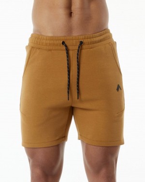 Almond Alphalete ELMTS Athletic Short 6" Men's Shorts | 5937460-DH