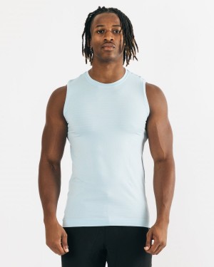 Arctic Blue Alphalete Hero Tank Men's Tanks | 8270194-FR