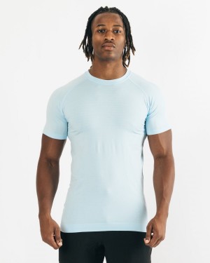 Arctic Blue Alphalete Hero Tee Men's Shirts | 6897314-PU