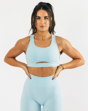 Arctic Blue Alphalete Trinity Bra Women's Sports Bra | 1890435-HD