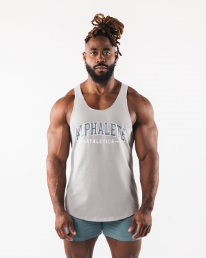 Athletic Grey Alphalete Paisley Print Raw Cut Tank Men's Tanks | 8926105-PI