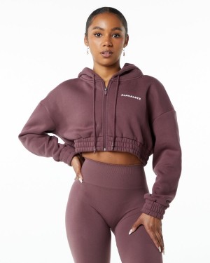 Autumn Alphalete Classic Capital Full-Zip Crop Jacket Women's Jackets | 8657421-FW