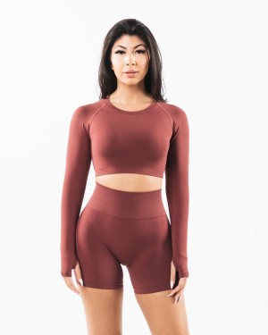 Autumn Alphalete Stratus LS Crop Women's Long Sleeve | 4038752-KE