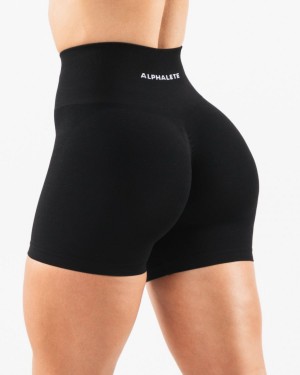 Black Alphalete Amplify Short 4.5" Women's Shorts | 8507123-SI