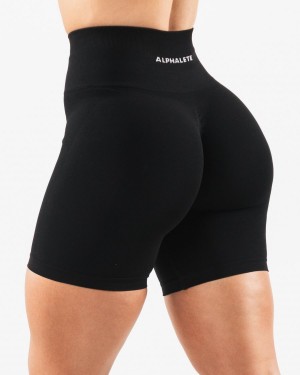 Black Alphalete Amplify Short 6.5” Women's Shorts | 9028146-UW