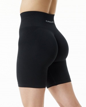 Black Alphalete Amplify Short 7.5" Women's Shorts | 6834107-SG