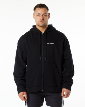 Black Alphalete Classic Full-Zip Jacket Men's Jackets | 1657409-BE