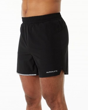 Black Alphalete Core Stride Short 5” Men's Shorts | 3640718-IM