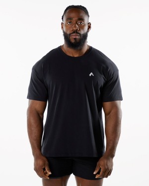 Black Alphalete Emblem Tee Men's Shirts | 1975324-PW