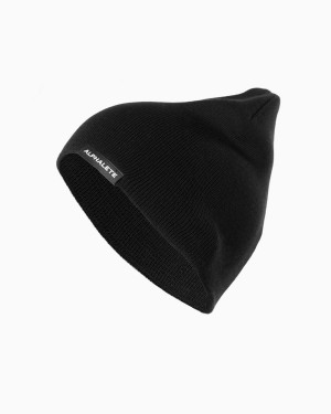 Black Alphalete Essential Beanie Men's Accessories | 8657210-LS