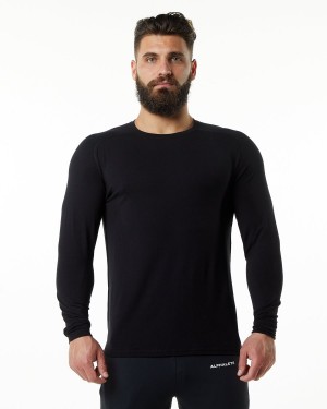 Black Alphalete Evo Epaulette Tee Men's Shirts | 1970452-LM