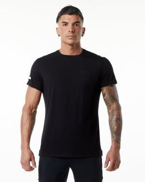 Black Alphalete Evo Pocket Tee Men's Shirts | 6095417-YU