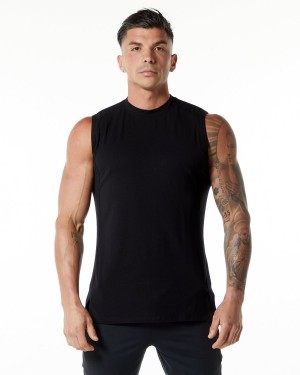 Black Alphalete Evo Tank Men's Tanks | 8412763-CX