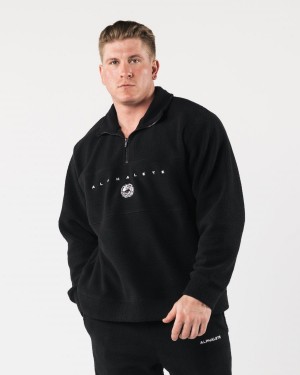 Black Alphalete King Quarter Zip Men's Jackets | 5163729-UH