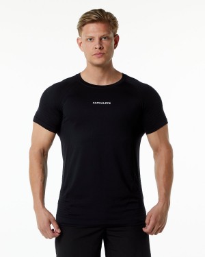 Black Alphalete Ozone Tee Men's Shirts | 5260837-LI