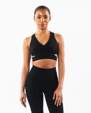 Black Alphalete Stratus Bra Women's Sports Bra | 2307194-ZI