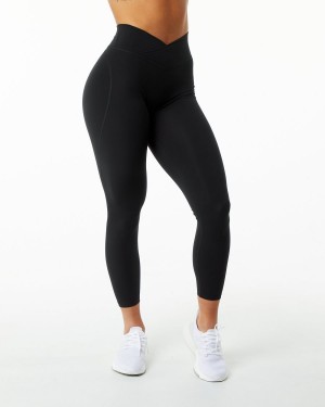 Black Alphalete Surface Power Legging Women's Leggings | 3064179-PV