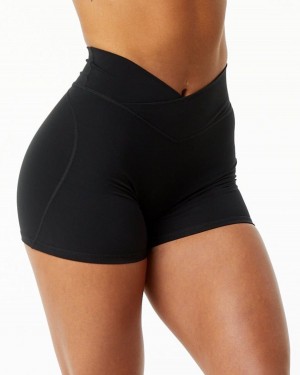 Black Alphalete Surface Power Short 5" Women's Shorts | 2175390-SA