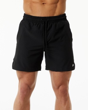 Black Alphalete Swim Trunk 5.5" Men's Boardshorts | 4081269-KF