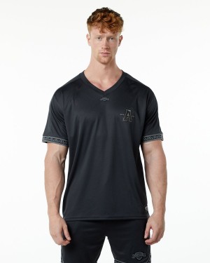 Black Alphalete Varsity NFL Jersey Men's Shirts | 3102568-FP