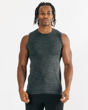 Black Marl Alphalete Hero Tank Men's Tanks | 0521498-SE