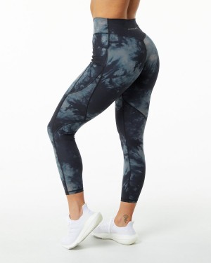 Black Oil Stain Alphalete Surface Pocket Legging Women's Leggings | 7430129-ON