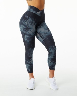 Black Oil Stain Alphalete Surface Power Legging Women's Leggings | 8035429-FL