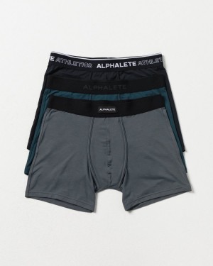 Black / Midnight / Smoke Alphalete Classic Boxer Brief 3pk Men's Underwear | 1490783-AZ