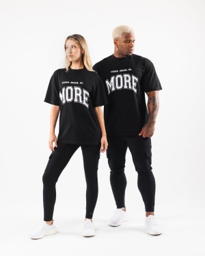 Black / White Alphalete LDB More Tee Women's Shirts | 6039521-BD