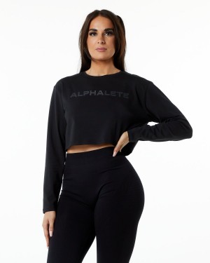 Blackout Alphalete Core LS Crop Women's Long Sleeve | 5319487-XT