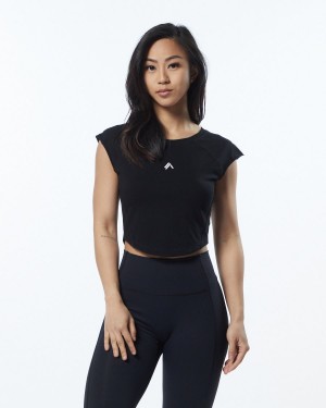 Blackout Alphalete Velocity Crop Tee Women's Shirts | 0453692-KC