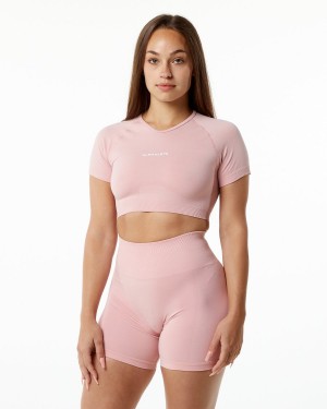 Blossom Alphalete Amplify V-Neck Crop Top Women's Shirts | 6723951-VU