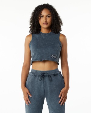 Blue Topaz Alphalete Very Terry Crop Cutoff Women's Tank Top | 9502817-FH