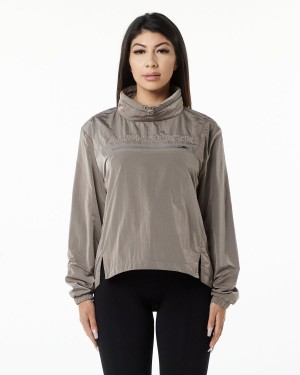 Brown Alphalete Endure Pullover Women's Jackets | 8290756-HR