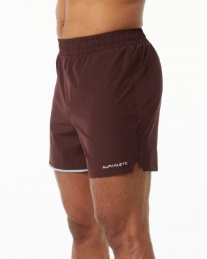 Burgundy Alphalete Core Stride Short 5” Men's Shorts | 1280793-UE