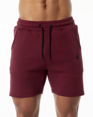 Burgundy Alphalete ELMTS Athletic Short 6" Men's Shorts | 0592837-VX