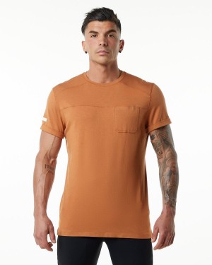 Camel Alphalete Evo Pocket Tee Men's Shirts | 9158034-XF