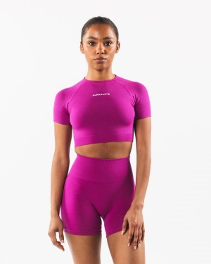 Candy Crush Alphalete Amplify SS Crop Women's Shirts | 1392876-LH