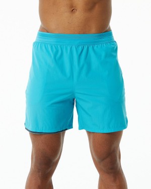 Cayman Blue Alphalete Studio Short 6" Men's Shorts | 2138674-NO