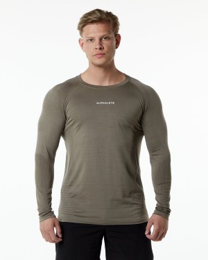 Cedar Alphalete Ozone LS Tee Men's Shirts | 6015487-ZQ