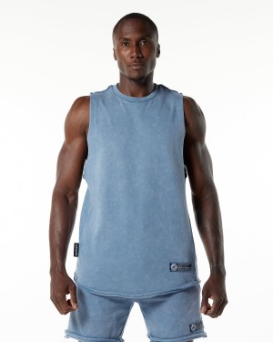 Celestial Blue Alphalete Very Terry Cutoff Men's Stringers | 2305961-RK