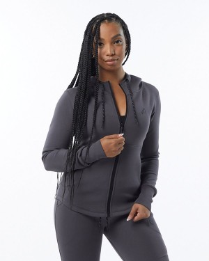 Charcoal Alphalete ELMTS Athletic Jacket Women's Jackets | 0978236-YK