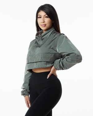 Charcoal Alphalete Endure Crop Jacket Women's Jackets | 5274680-PU