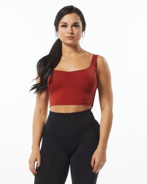 Cherry Alphalete Ultrasoft Square Neck Tank Women's Tank Top | 5371284-ZJ