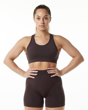 Chocolate Alphalete Revival Bra Women's Sports Bra | 4582017-OV