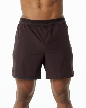 Chocolate Alphalete Studio Short 6" Men's Shorts | 3185276-UT