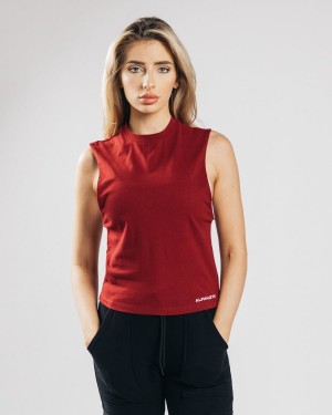 Cranberry Alphalete Heavy Cotton Cutoff Women's Tank Top | 3067148-CE