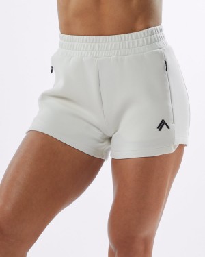 Cream Alphalete ELMTS Athletic Short 3.5" Women's Shorts | 6257841-WJ