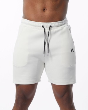 Cream Alphalete ELMTS Athletic Short 6" Men's Shorts | 7415036-BC